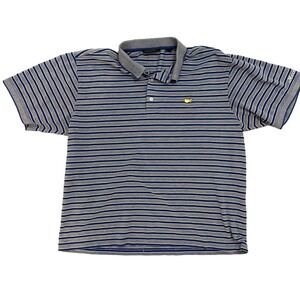 Masters Collection Blue and Gray Striped Polo Large